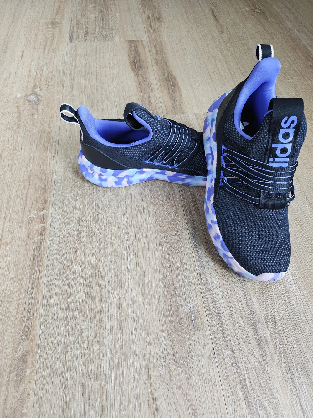 adidas Black and Purple Slip-On Sneakers